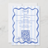 Seashells blauw golvend strand strand bruiloft met kaart (Achterkant)