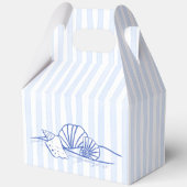 Seashells blauw golvende grens strand bruiloft gun bedankdoosjes (Achterkant)