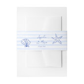 Seashells blauw golvende grens strand bruiloft uitnodigingen wikkel (Voorkant Voorbeeld)