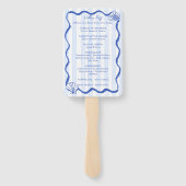 Seashells blauwe golvende grens strand bruiloft pr handwaaier (Achterkant)