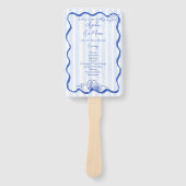 Seashells blauwe golvende grens strand bruiloft pr handwaaier (Voorkant)