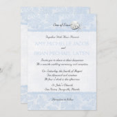 Seashells Bleek Blue Floral Lace Beach Wedding Kaart (Voorkant / Achterkant)