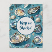 Seashells blijven op Shuckin' Oysters Clams Uitnodiging Briefkaart (Voorkant)