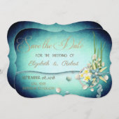 Seashells, bloemen sparen de Datum Save The Date (Voorkant / Achterkant)