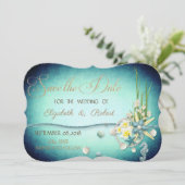 Seashells, bloemen sparen de Datum Save The Date (Staand voorkant)