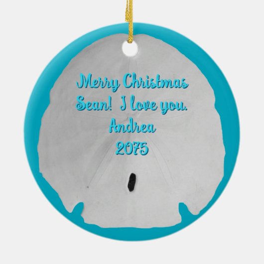 Seashells, Blue Photo Lijst kerstversiering Keramisch Ornament (Achterkant)