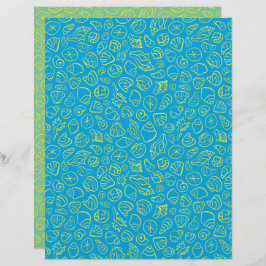 Seashells Blue Scrapbook Paper