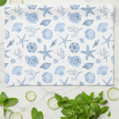 Seashells Blue Waterverf Seashore Party Theedoek (Gevouwen)