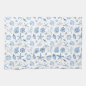 Seashells Blue Waterverf Seashore Party Theedoek (Horizontaal)