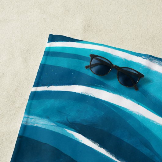  Seashells & Blue Waves Custom Strandlaken (In situ)