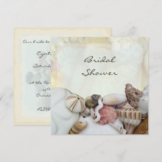 Seashells Bridal Shower Invitations Kaart (Voorkant / Achterkant)