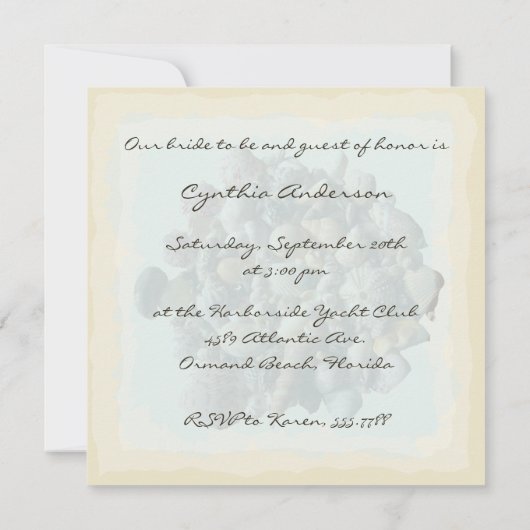 Seashells Bridal Shower Invitations Kaart (Achterkant)