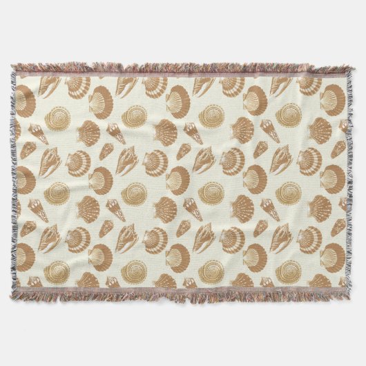 Seashells - Bruin op beige achtergrond Deken (Voorkant)