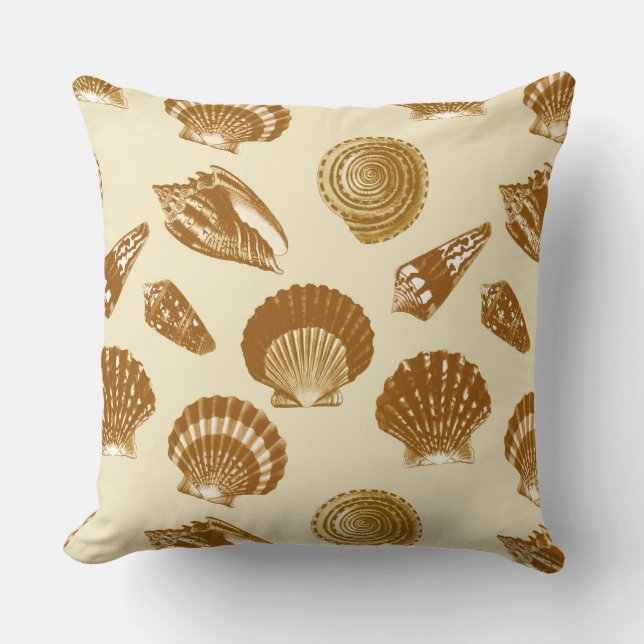 Seashells - Bruin op beige achtergrond Kussen (Voorkant)