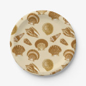 Seashells - Bruin op beige achtergrond Papieren Bordje (Voorkant)