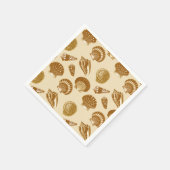 Seashells - Bruin op beige achtergrond Servetten (Hoek)