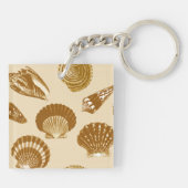 Seashells - Bruin op beige achtergrond Sleutelhanger (Achterkant)