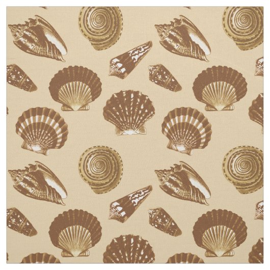 Seashells - Bruin op beige achtergrond Stof (Swatch)