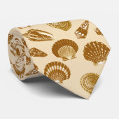 Seashells - Bruin op beige achtergrond Stropdas (Opgerold)