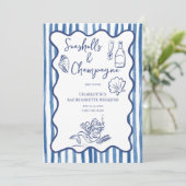 Seashells & Champagne vrijgezellenfeest Kaart (Staand voorkant)