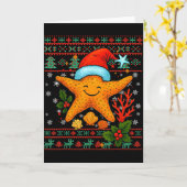 Seashells Christmas Ocean Water Starfish Ugly Xmas Kaart (Gele Bloem)