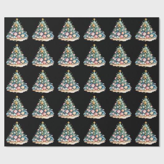 SeaShells Christmas Tree Ocean Water Starfish  Cadeaupapier (Vlak)