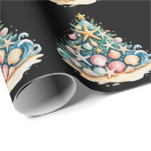 SeaShells Christmas Tree Ocean Water Starfish  Cadeaupapier (Rol Hoek)