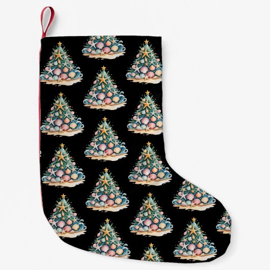 SeaShells Christmas Tree Ocean Water Starfish  Kleine Kerstsok (Voorkant)