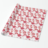 Seashells - cinnaber red op een witte achtergrond cadeaupapier (Uitgerold)