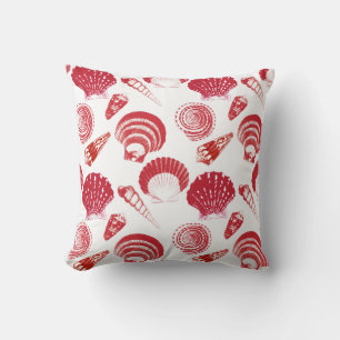 Seashells - cinnaber red op een witte achtergrond kussen