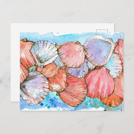 Seashells Clam Shell Ocean Beach Spatter Briefkaart (Voorkant / Achterkant)