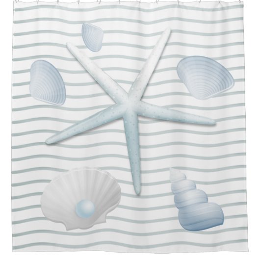 Seashells en parels douchegordijn (Voorkant)