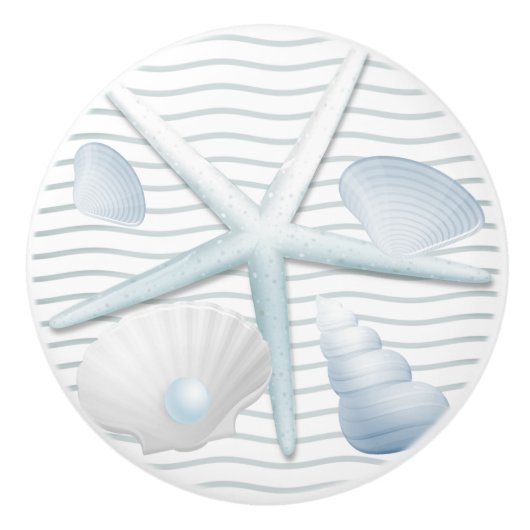 Seashells en parels keramische knop (Voorkant)