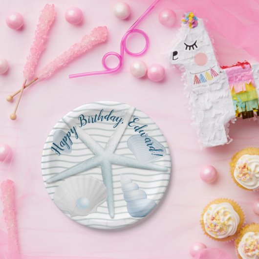 Seashells en parels papieren bordje (Feest)