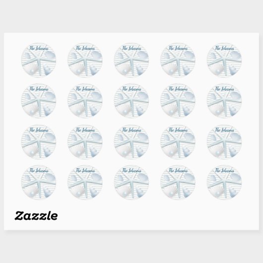 Seashells en parels ronde sticker (Vel)