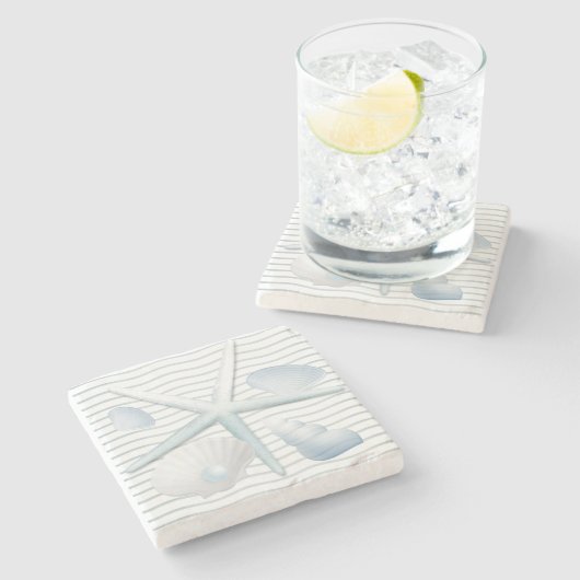 Seashells en parels stenen onderzetter (Zijkant)