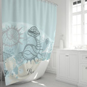 Seashells en Sand Beach Monogram Douchegordijn