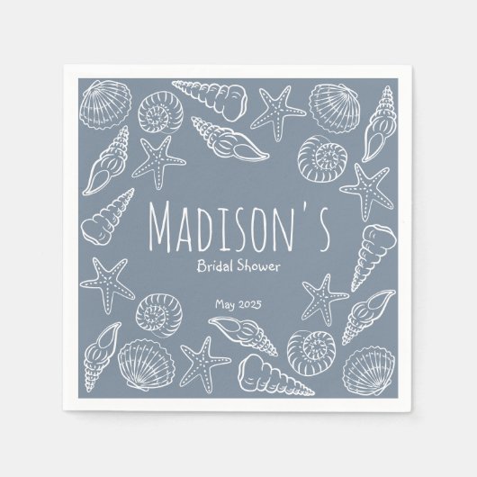 Seashells en Star Fish Coastal Vrijgezellenfeest Servet (Voorkant)