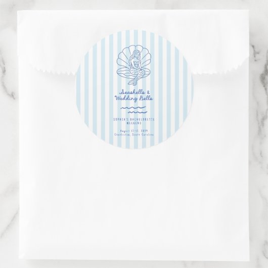 Seashells en Trouwbellen Bachelorette Ronde Sticker (Tas)