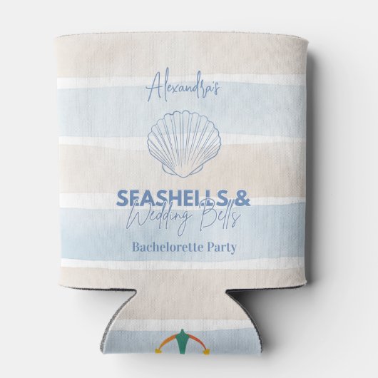 Seashells en Wedding Bells Bachelorette Blikjeskoeler (Achterkant)