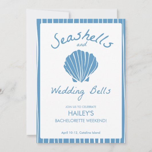 Seashells en Wedding Bells Bachelorette Kaart (Voorkant)