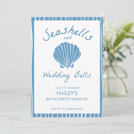Seashells en Wedding Bells Bachelorette Kaart (Staand voorkant)