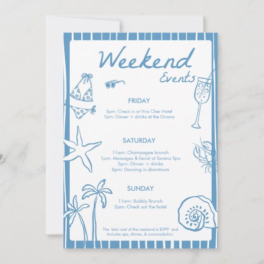 Seashells en Wedding Bells Bachelorette Kaart (Achterkant)