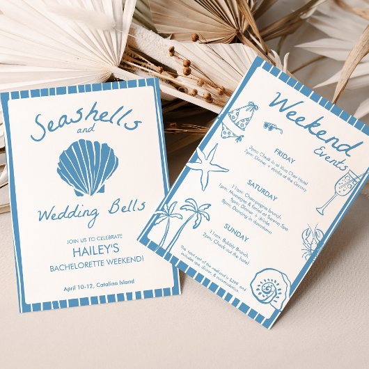Seashells en Wedding Bells Bachelorette Kaart