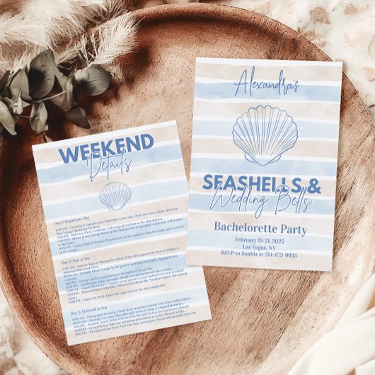 Seashells en Wedding Bells Bachelorette Kaart