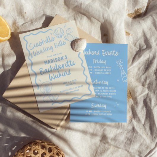 Seashells en Wedding Bells Bachelorette Kaart
