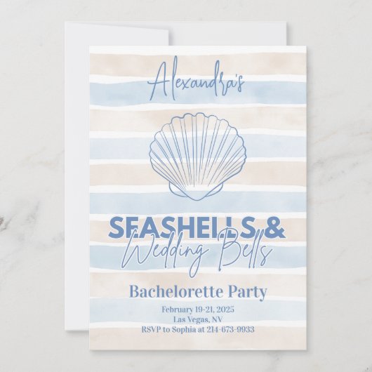 Seashells en Wedding Bells Bachelorette Kaart (Voorkant)