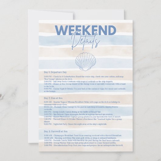 Seashells en Wedding Bells Bachelorette Kaart (Achterkant)