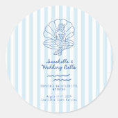 Seashells en Wedding Bells Bachelorette Ronde Sticker (Voorkant)