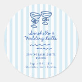Seashells en Wedding Bells Bachelorette Ronde Sticker (Voorkant)